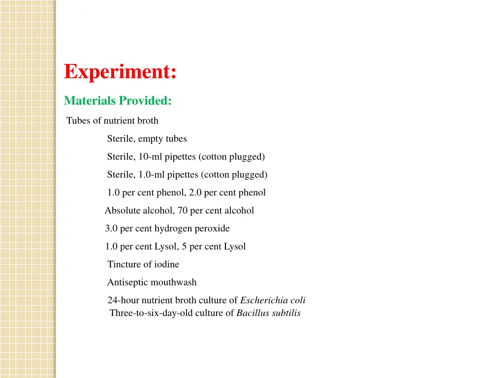 experiment 1