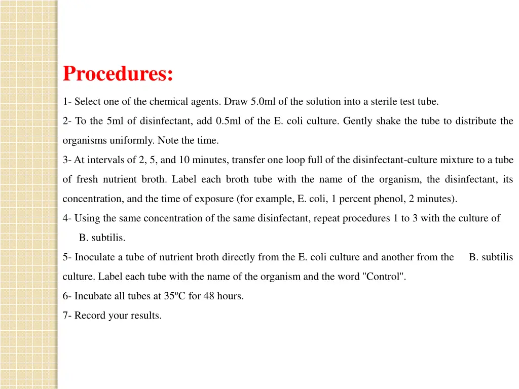 procedures