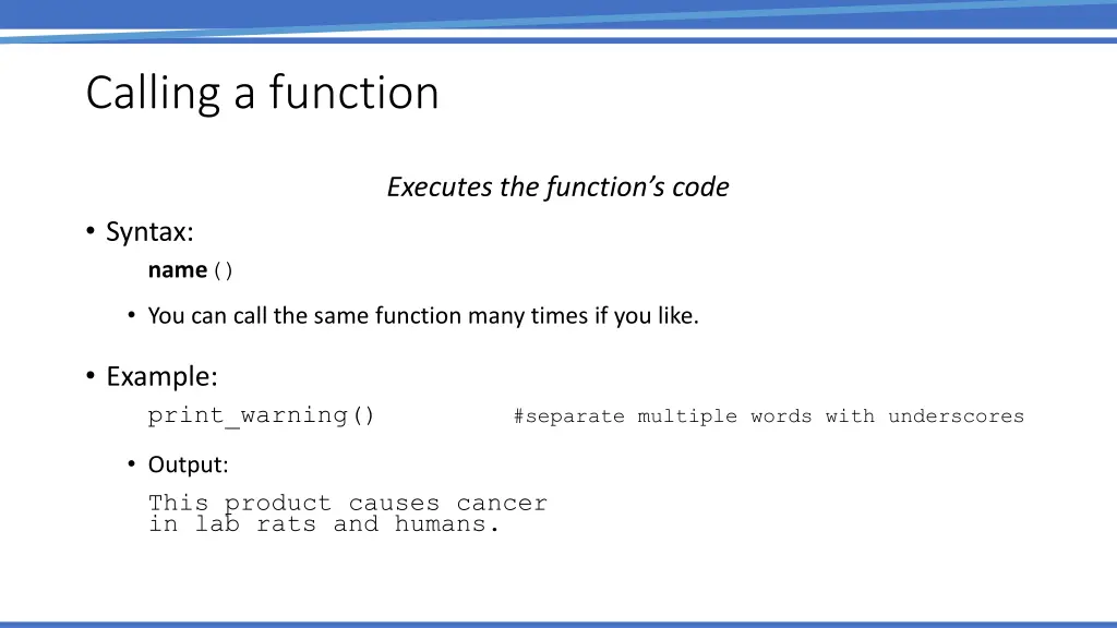 calling a function