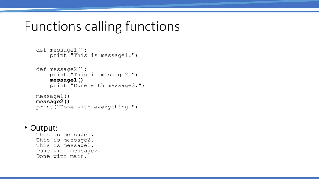 functions calling functions