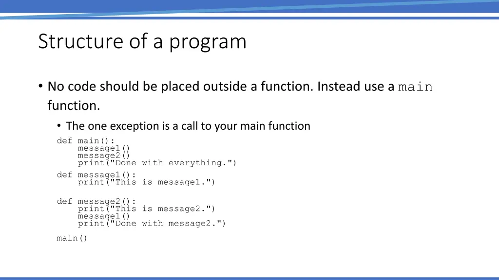 structure of a program