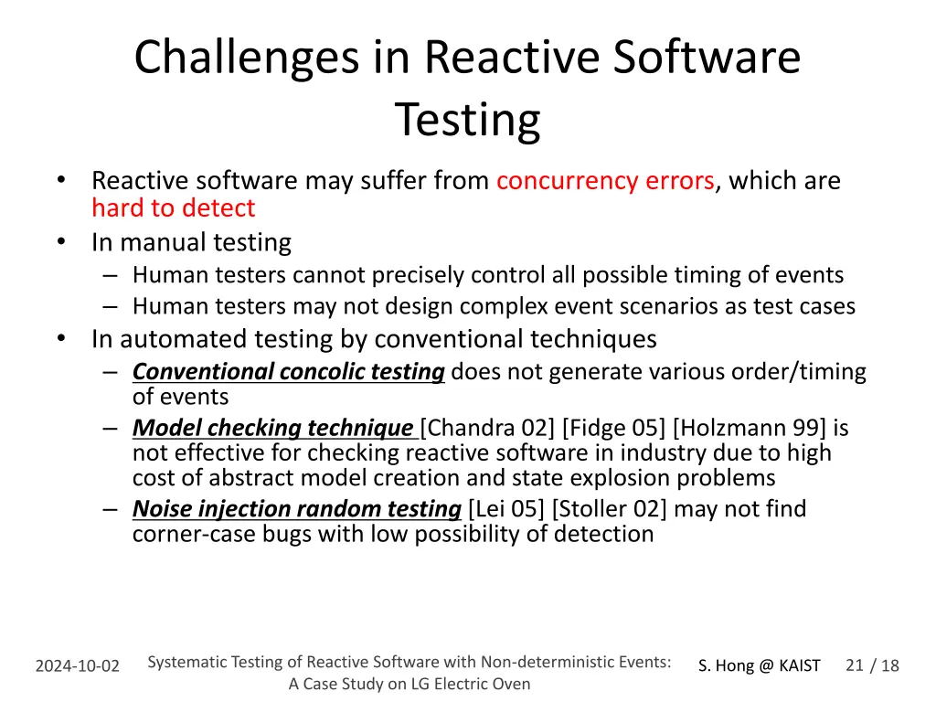 challenges in reactive software testing