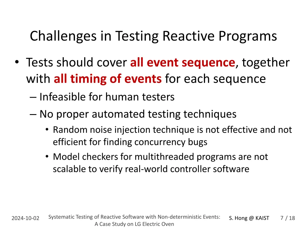 challenges in testing reactive programs