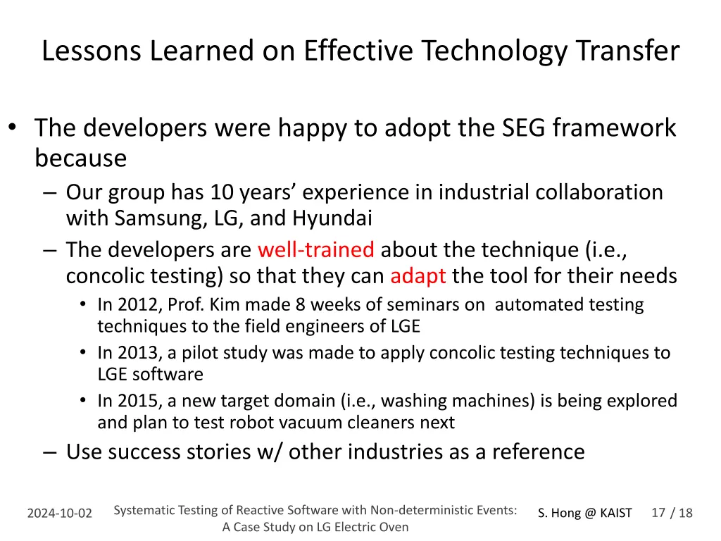 lessons learned on effective technology transfer