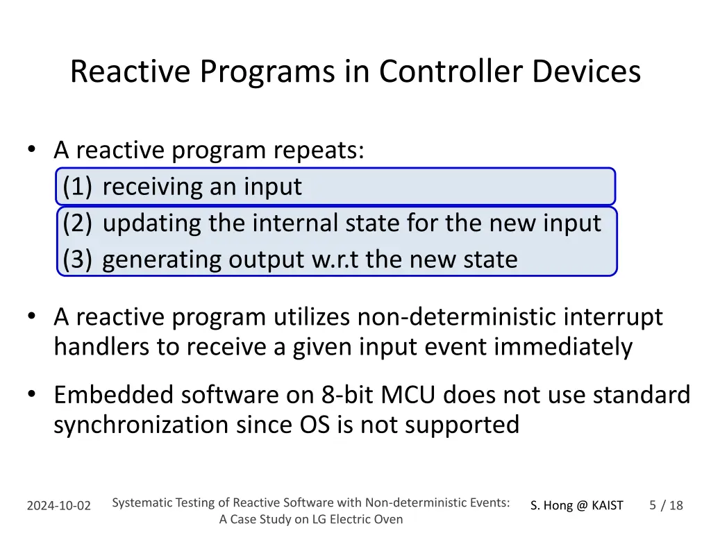 reactive programs in controller devices