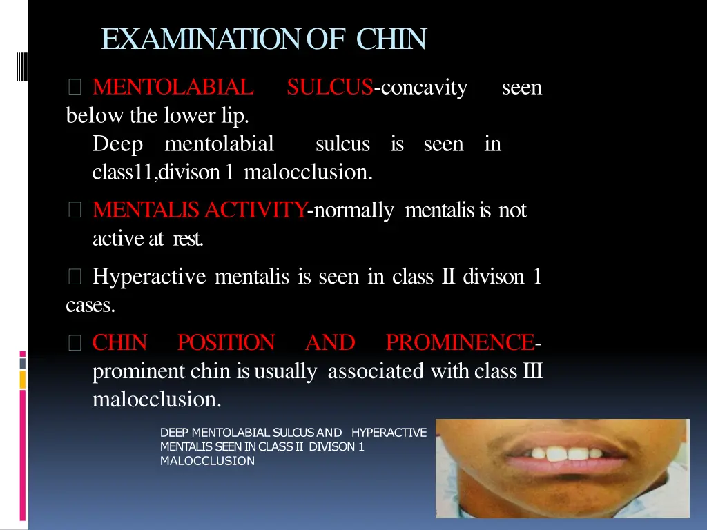 examination of chin