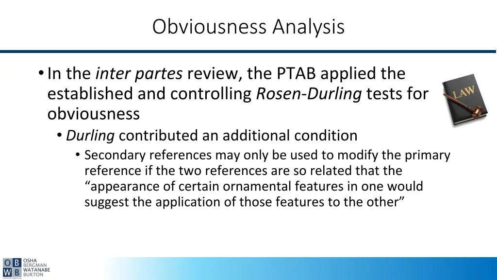 obviousness analysis 1