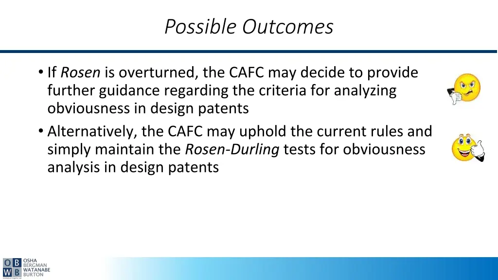 possible outcomes