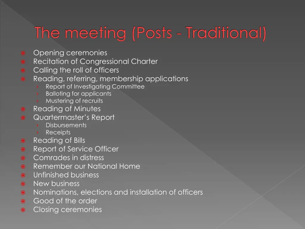 the meeting posts traditional