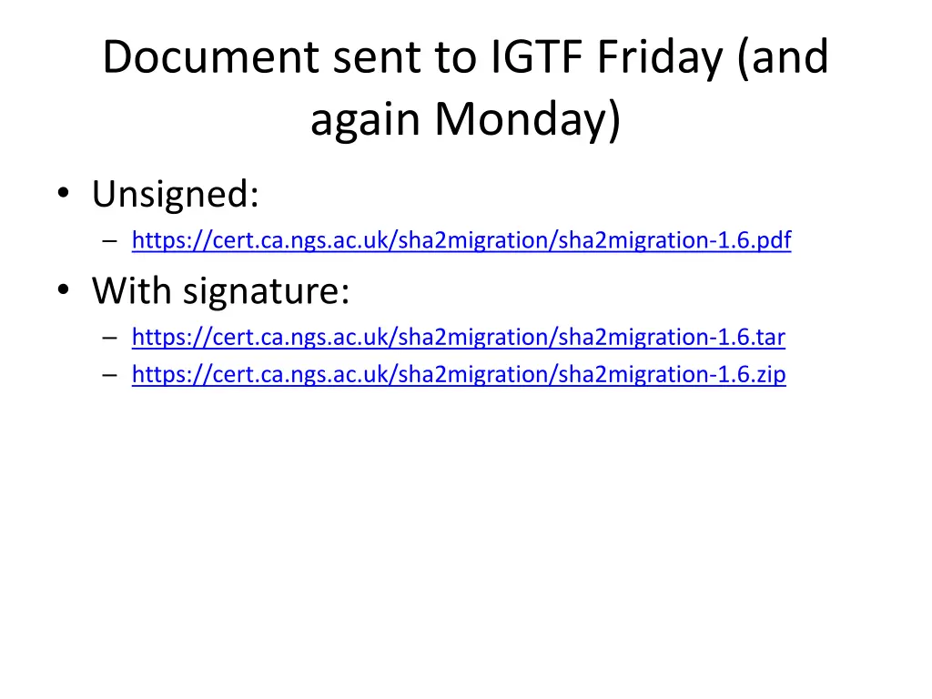 document sent to igtf friday and again monday