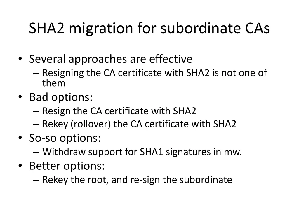 sha2 migration for subordinate cas