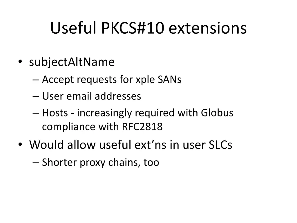 useful pkcs 10 extensions