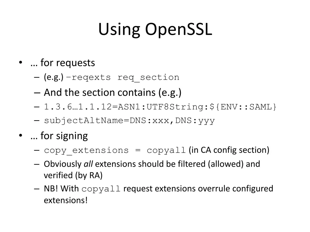 using openssl