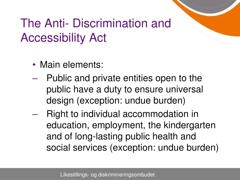 the anti discrimination and accessibility act 1