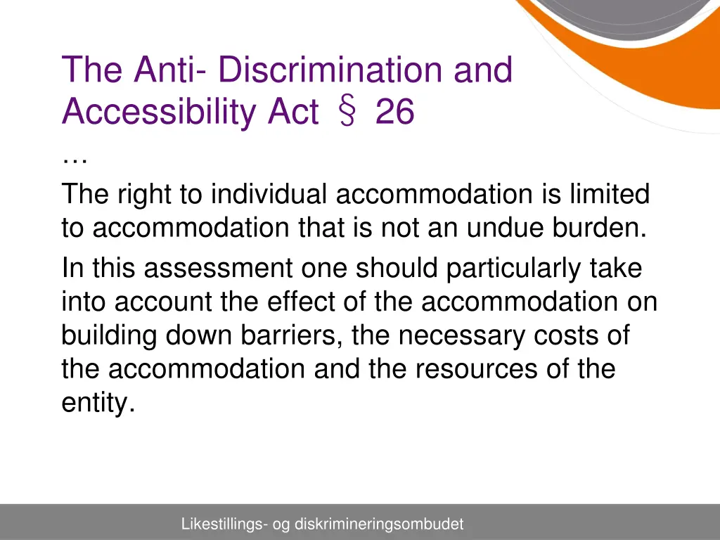 the anti discrimination and accessibility