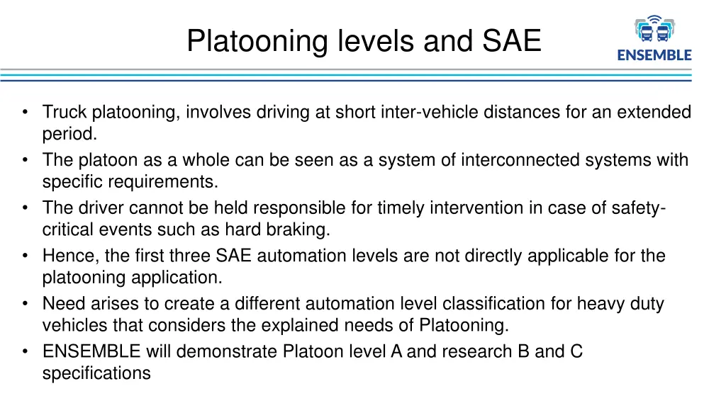 platooning levels and sae