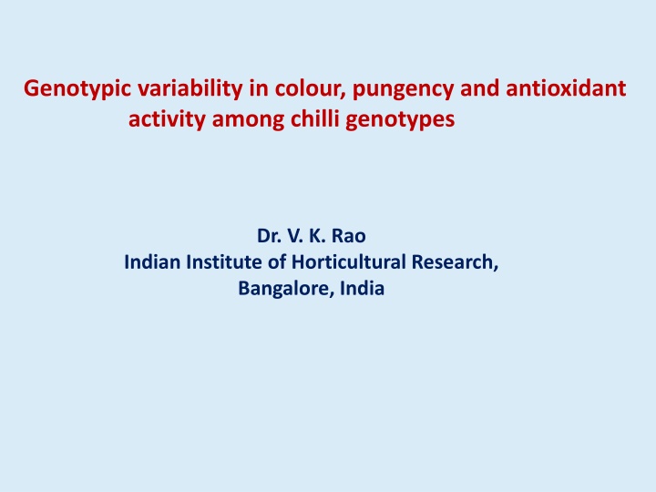 genotypic variability in colour pungency