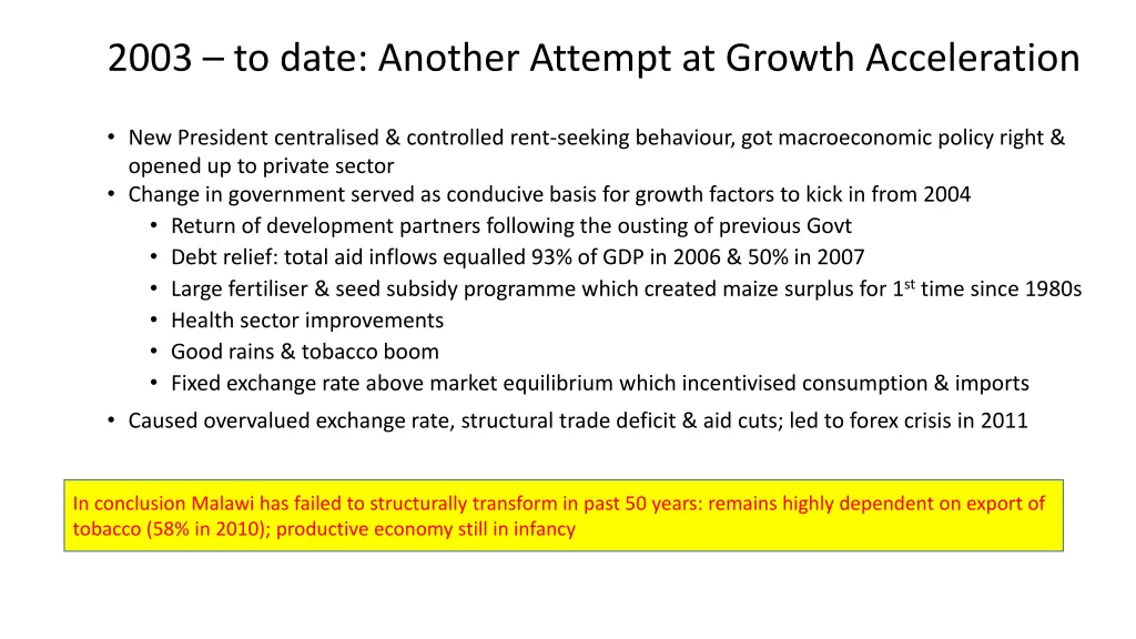 2003 to date another attempt at growth