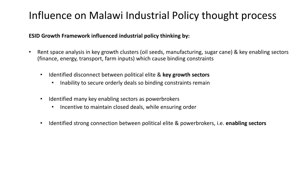 influence on malawi industrial policy thought