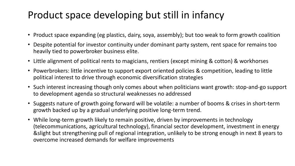 product space developing but still in infancy