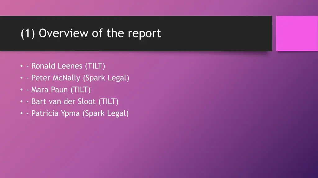 1 overview of the report 1