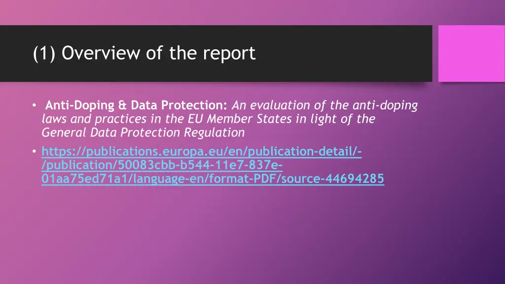 1 overview of the report