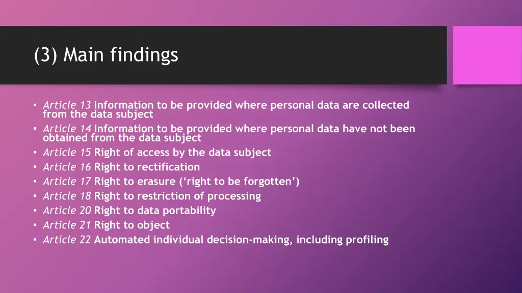 3 main findings 15