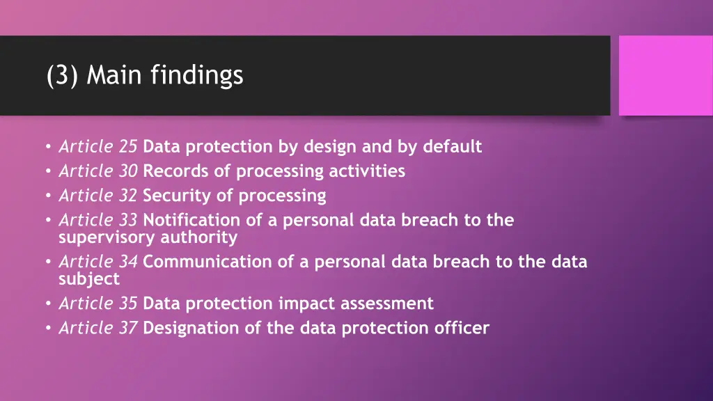 3 main findings 16