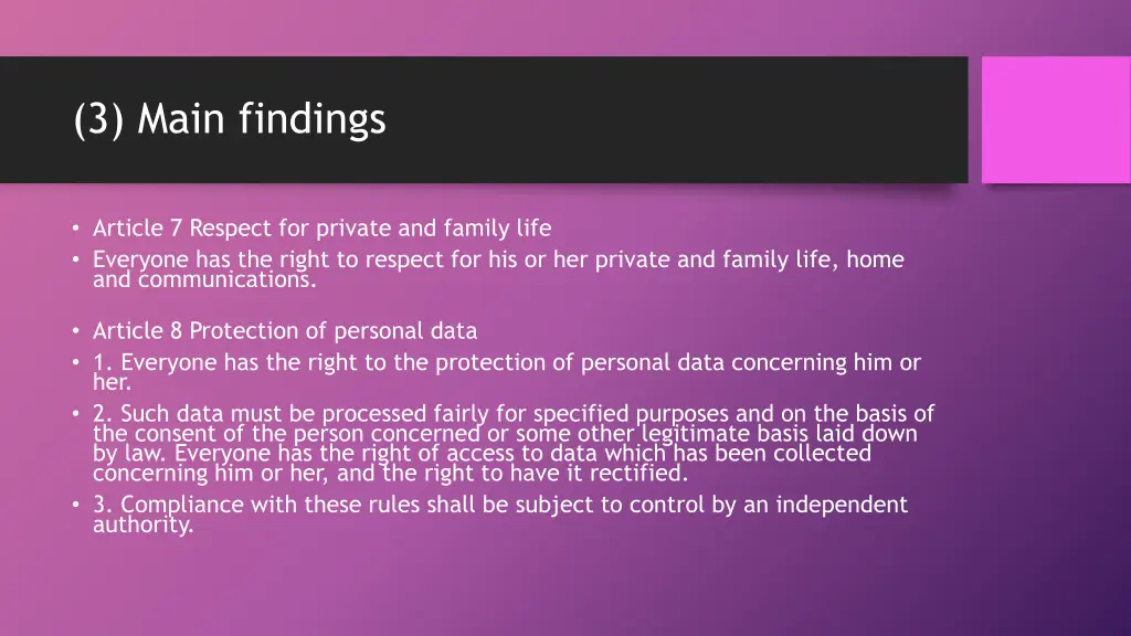 3 main findings 20