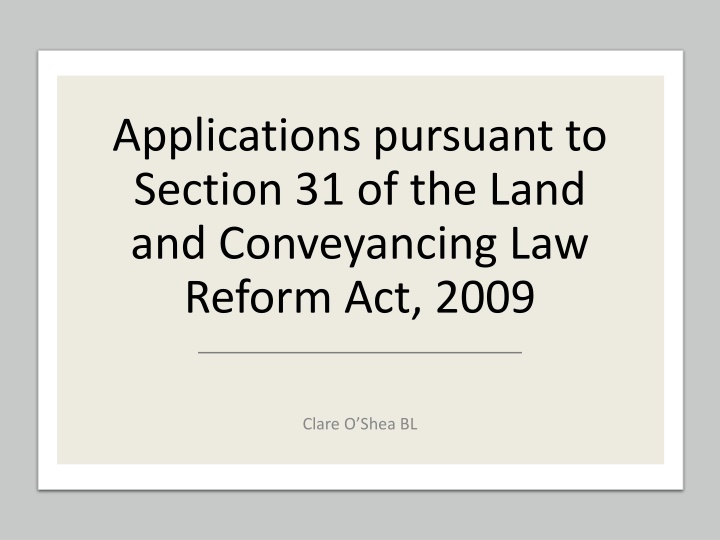 applications pursuant to section 31 of the land