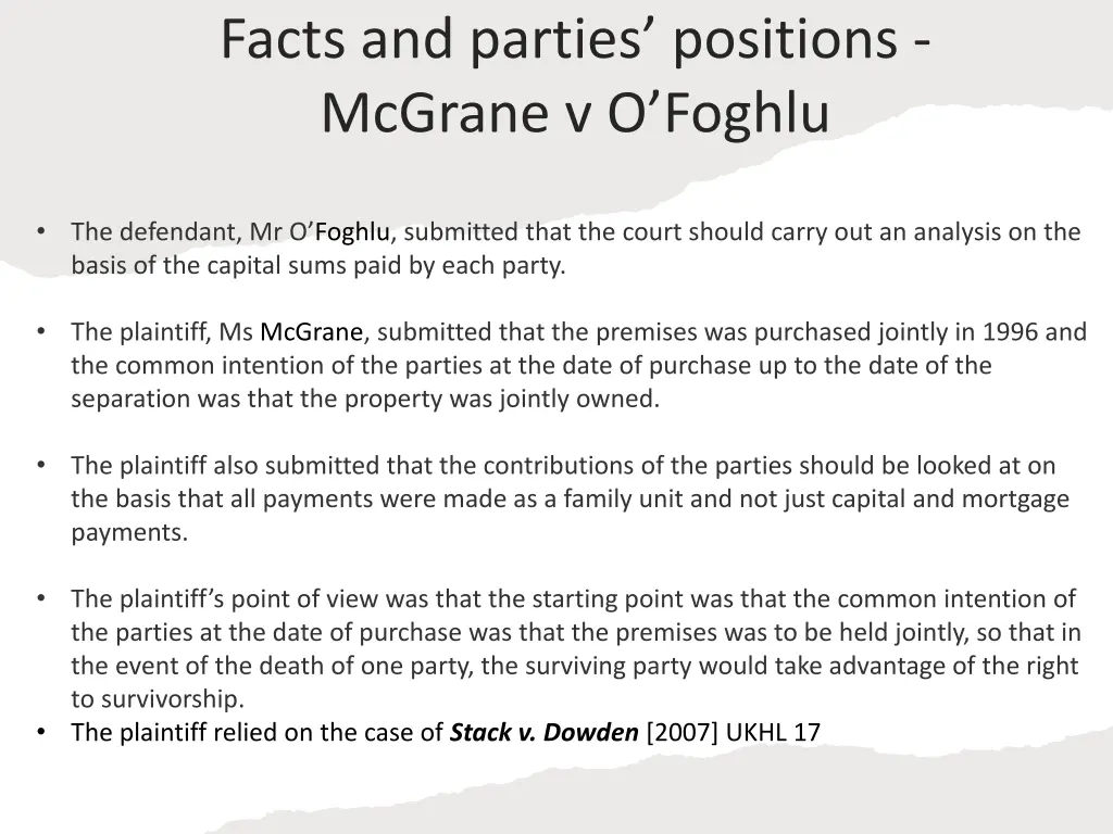 facts and parties positions mcgrane v o foghlu