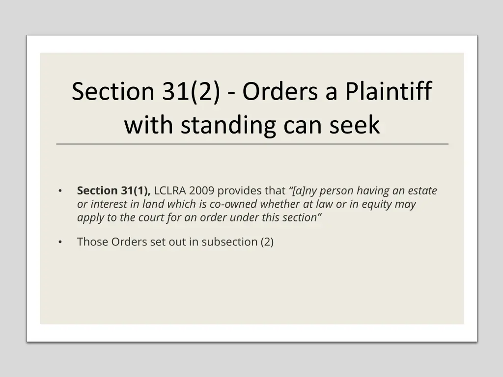 section 31 2 orders a plaintiff with standing