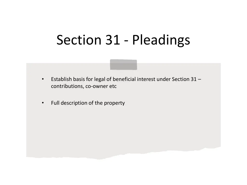 section 31 pleadings