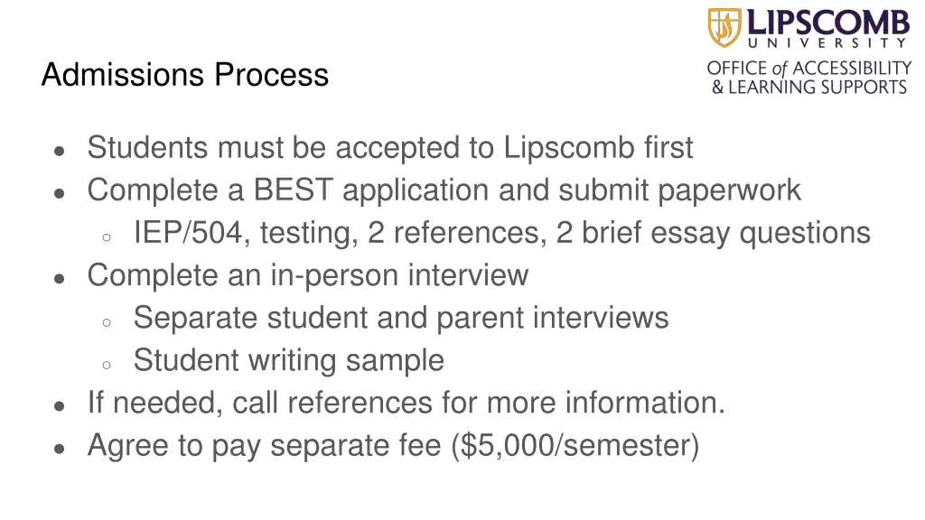 admissions process