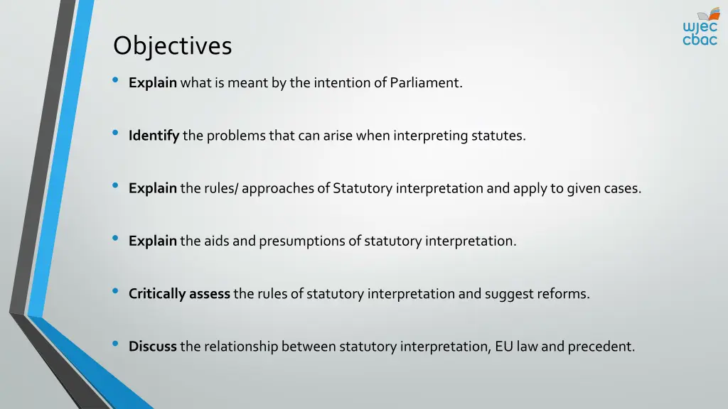 objectives explain what is meant by the intention