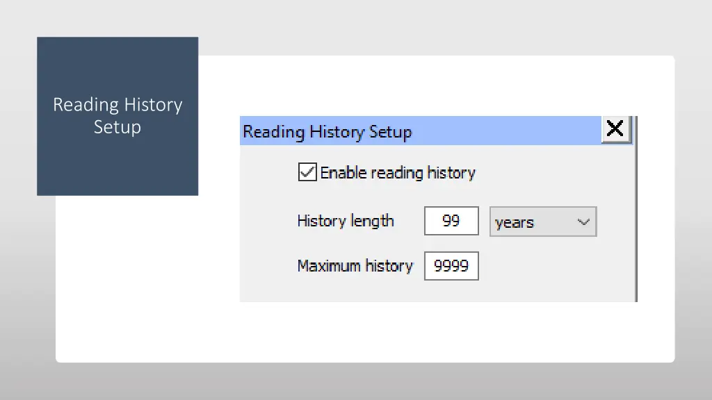 reading history setup