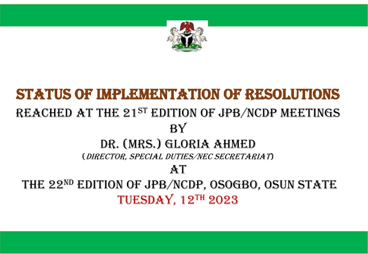 status of implementation of resolutions status