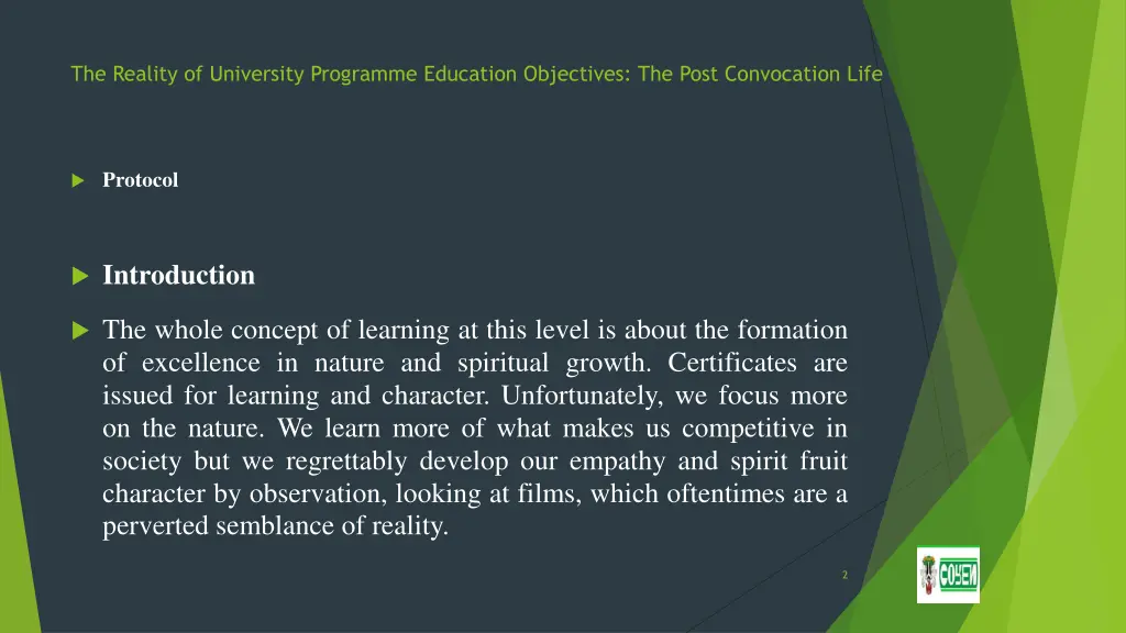 the reality of university programme education 1