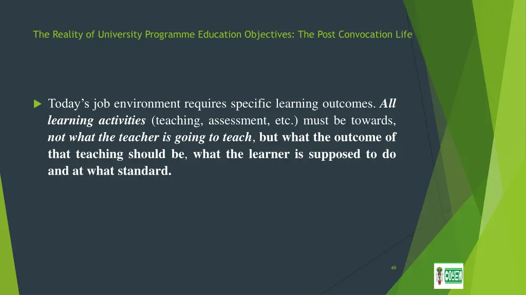 the reality of university programme education 44