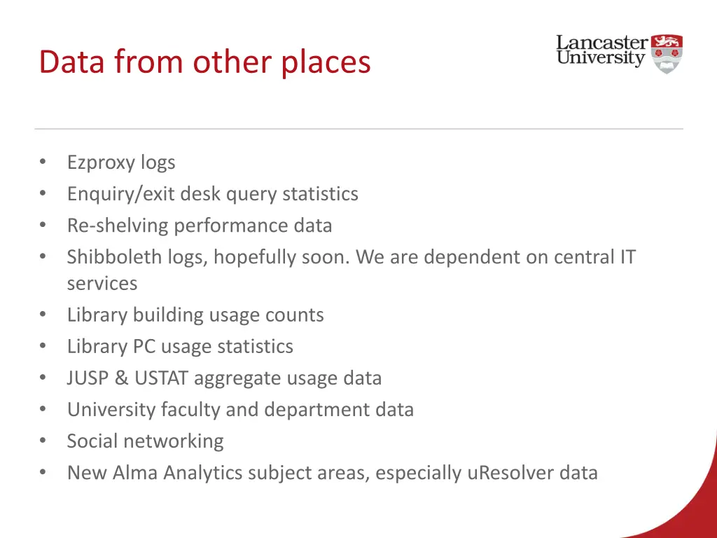 data from other places