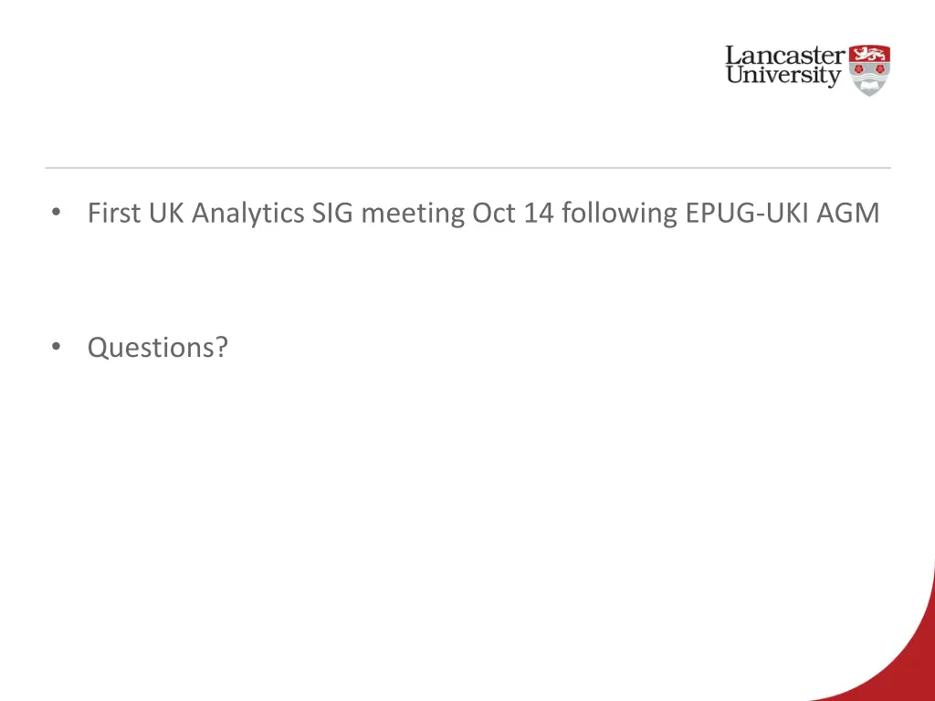 first uk analytics sig meeting oct 14 following