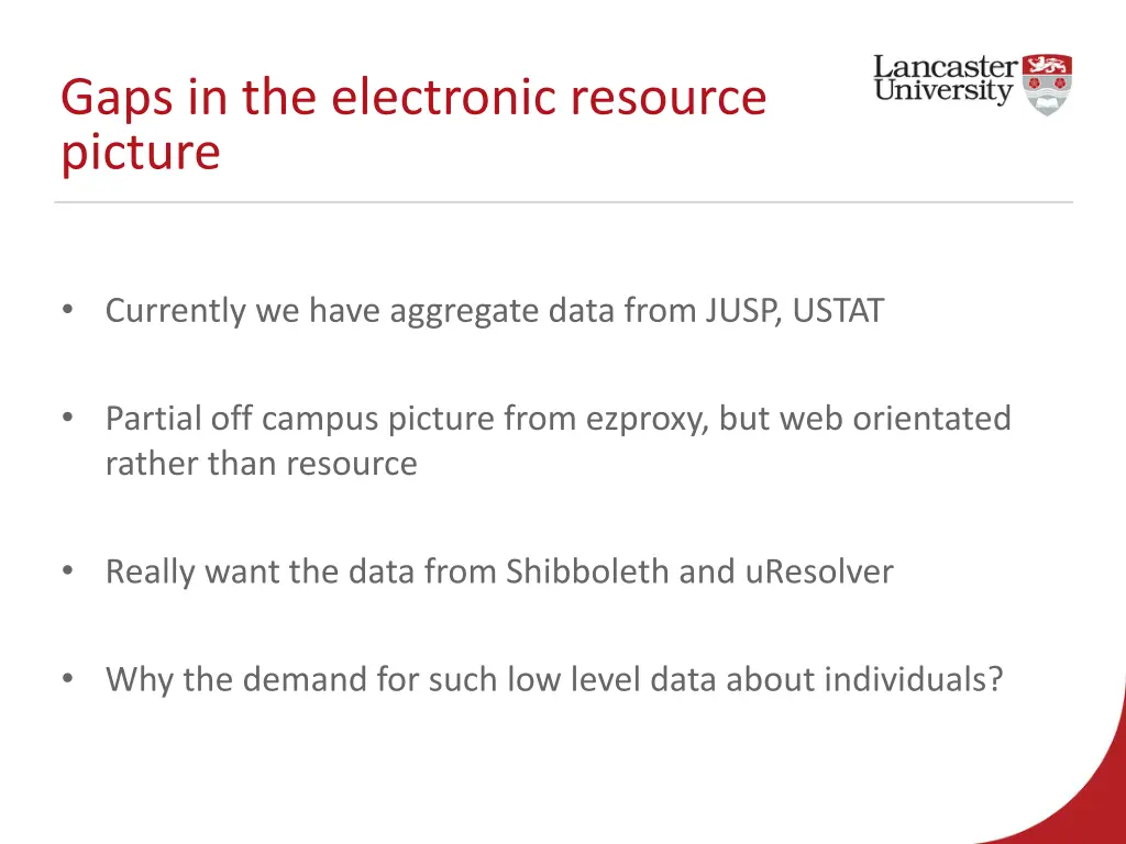 gaps in the electronic resource picture