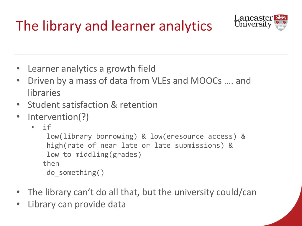 the library and learner analytics