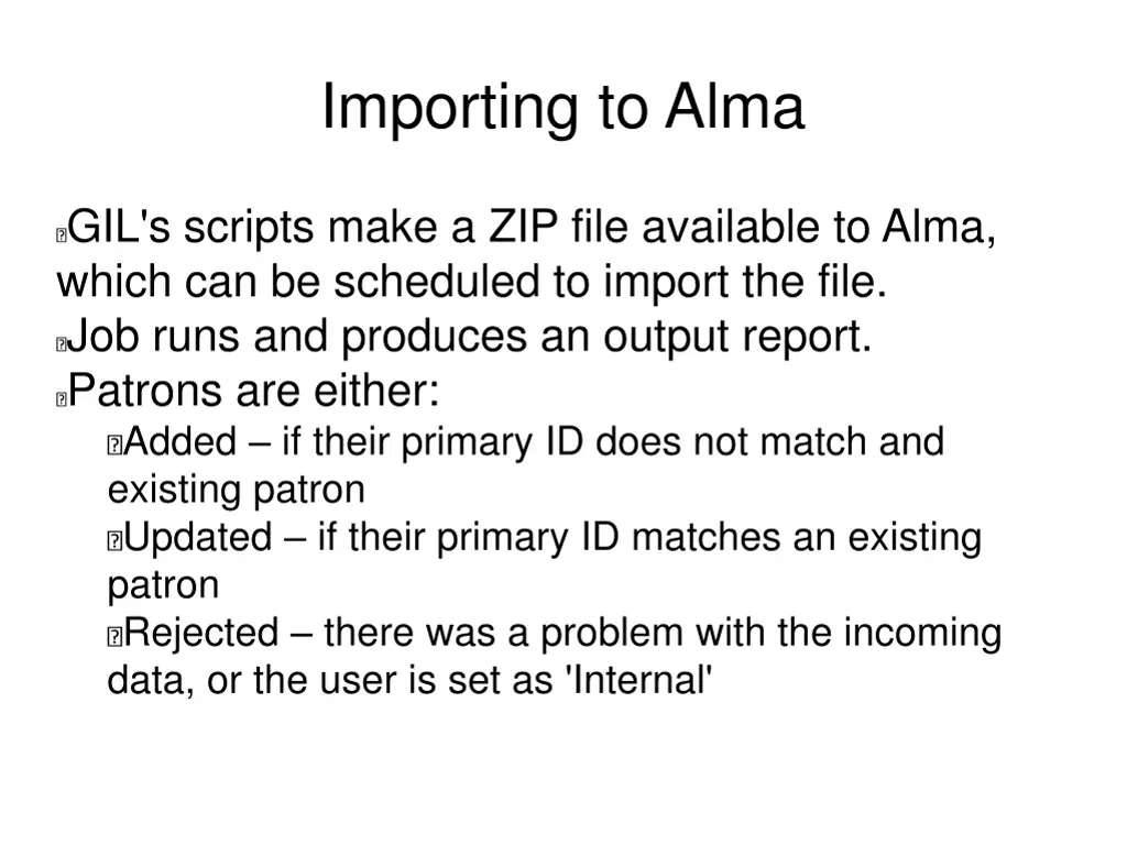 importing to alma