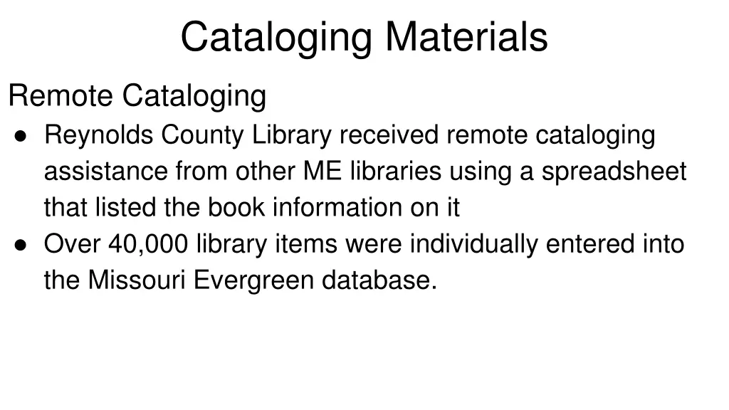 cataloging materials