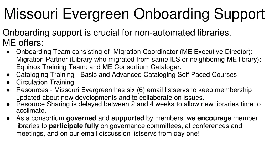 missouri evergreen onboarding support