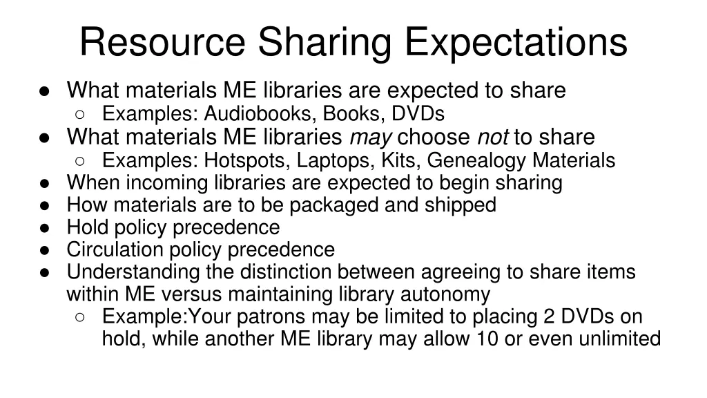 resource sharing expectations