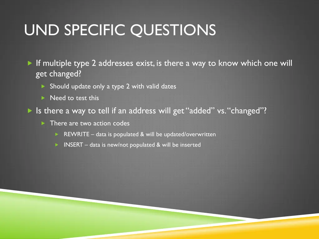 und specific questions 1