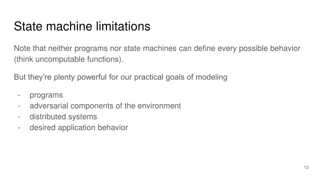 state machine limitations