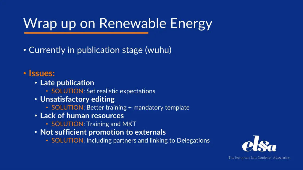 wrap up on renewable energy